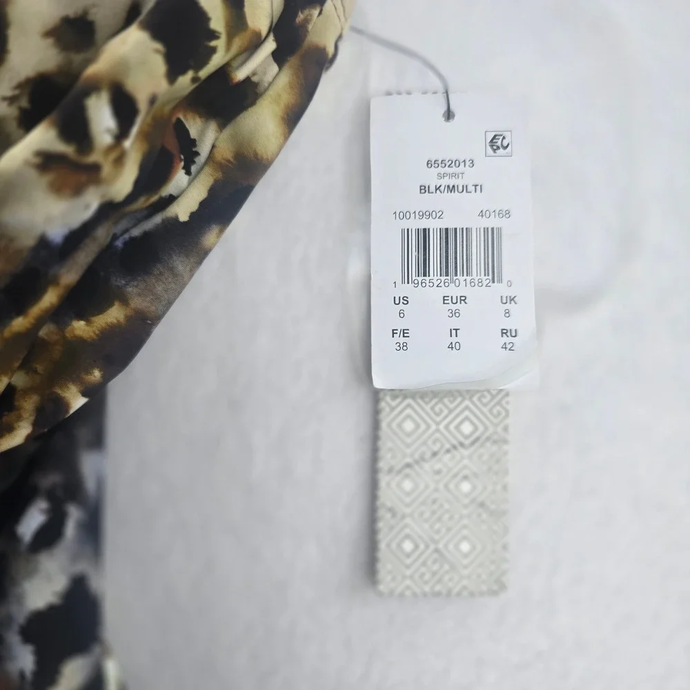Amoressa NWT 74B Spirit Leopard Print Plunge Halter One‎ Piece Swimsuit Size 6